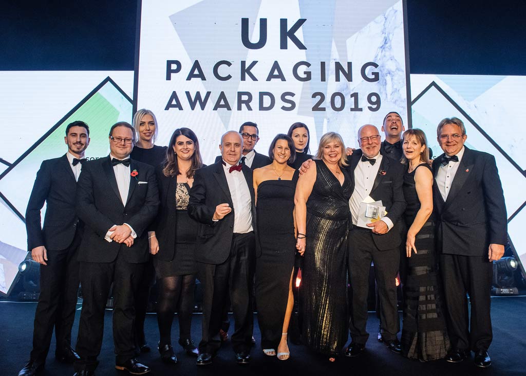 Charpak Ltd announcing winners of the UK Packaging Awards Innovation of the Year 2019 category for their Waitrose Treat Tubs in rPET packaging Twist-Loc Treat Tubs