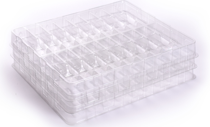 Charpak stackable high performance engineering rPET clear trays